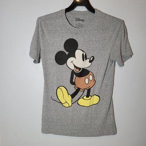 Disney Womens Mickey Mouse T Shirt  Size Medium  Gray  Scoop Neck Short Sleeve